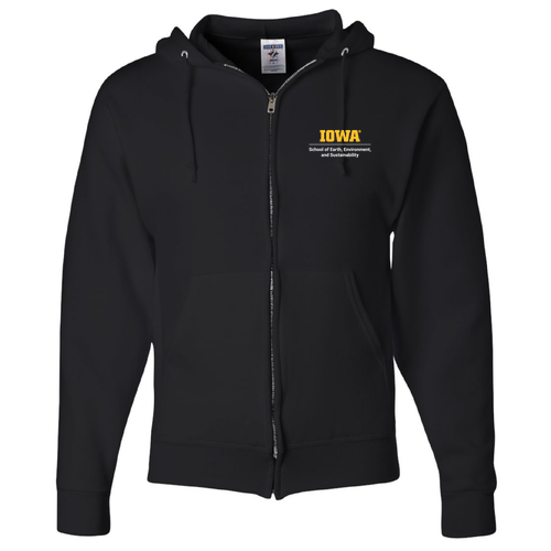 Embroidered Jerzees Full Zip Hooded Sweatshirt -- Black