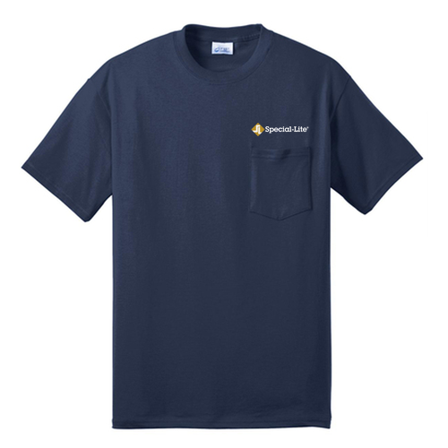 Port & Company Tall 50/50 Cotton/Poly T Shirt w Pocket -- Navy