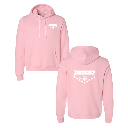 Boyne Mountain Logo 2 White Ink -- Pullover Hooded Sweatshirt Pink