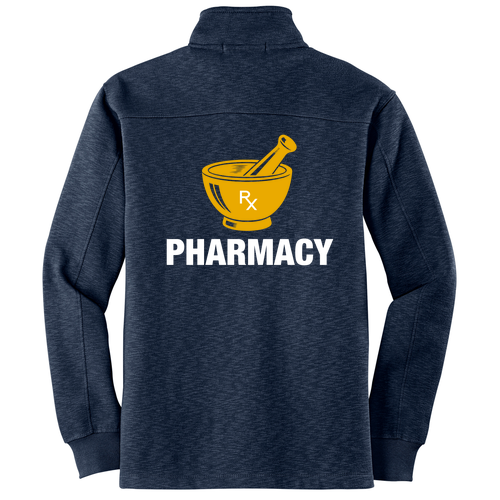 Screen Printed Port Authority Slub Fleece Quarter Zip Pullover -- Navy