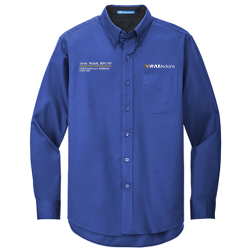 Port Authority Mens Easy Care Long Sleeve Shirt -- Royal / Classic Navy