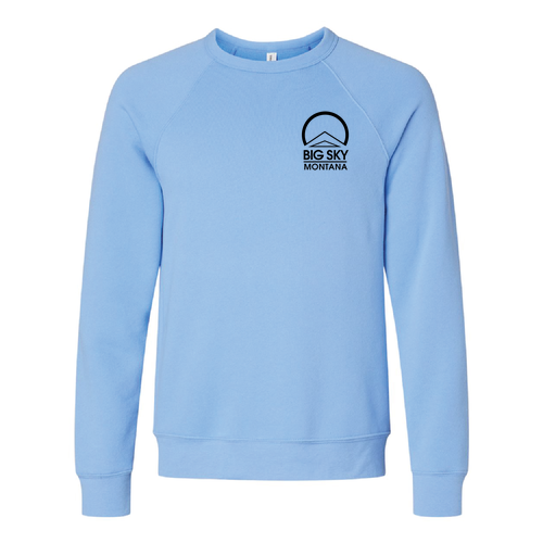 Big Sky Montana Logo 2 Black Ink -- Crewneck Sweatshirt Carolina Blue