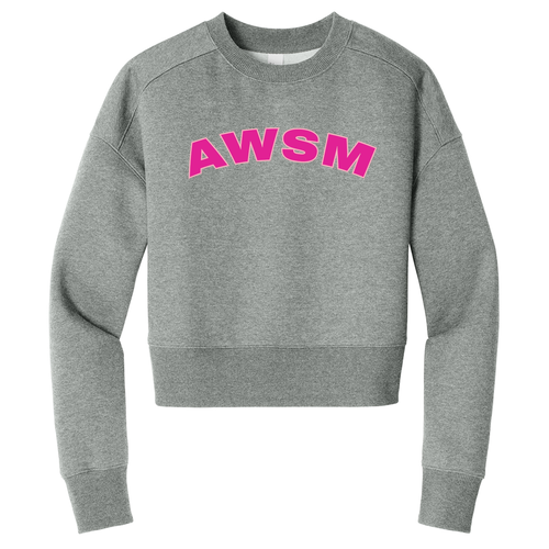 District Women's Perfect Weight Fleece Cropped Crew -- Heathered Steel