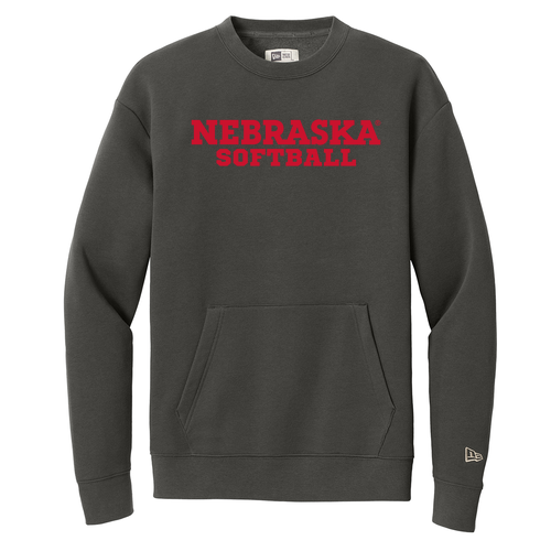 Nebraska Softball Block Font Adult Unisex Pocket Sweatshirt -- Graphite