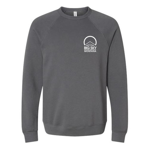 Big Sky Montana Logo 2 White Ink -- Crewneck Sweatshirt Asphalt