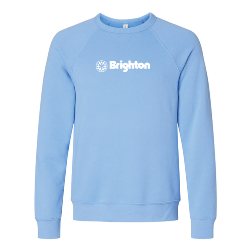 Brighton Logo 1 White Ink -- Crewneck Sweatshirt Carolina Blue