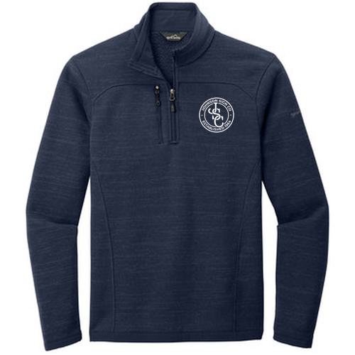 Eddie Bauer Sweater Fleece Quarter-Zip -- River Blue Navy Heather EMBROIDERED