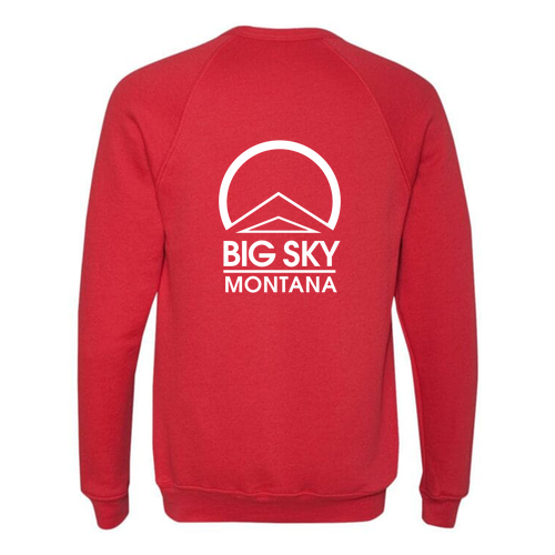Big Sky Montana Logo 2 White Ink -- Crewneck Sweatshirt Red