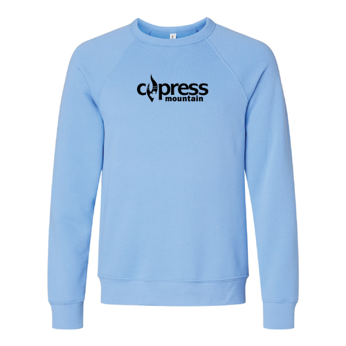 Cypress Mountain Logo 1 Black Ink -- Crewneck Sweatshirt Carolina Blue