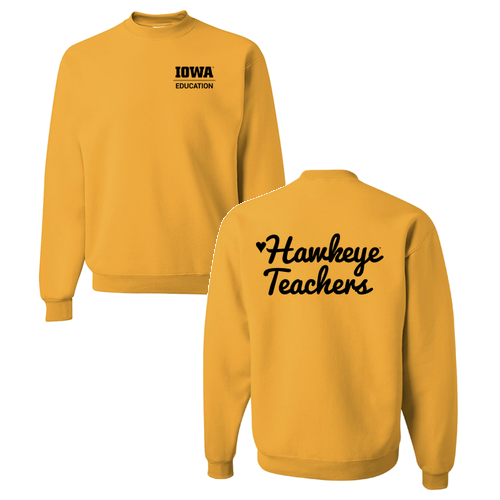 Hawkeye Teacher Jerzees 8 Oz., 50/50 Nublend Fleece Crew -- Gold