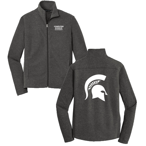Port Authority Heather Microfleece Full Zip Jacket -- Black Charcoal Heather