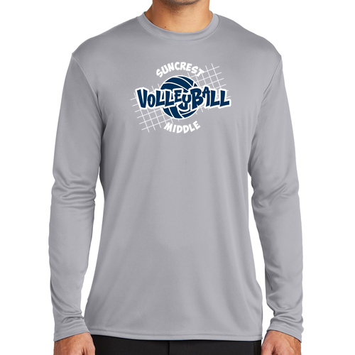 REQUIRED: Port and Company Long Sleeve Performance Tee -- Silver