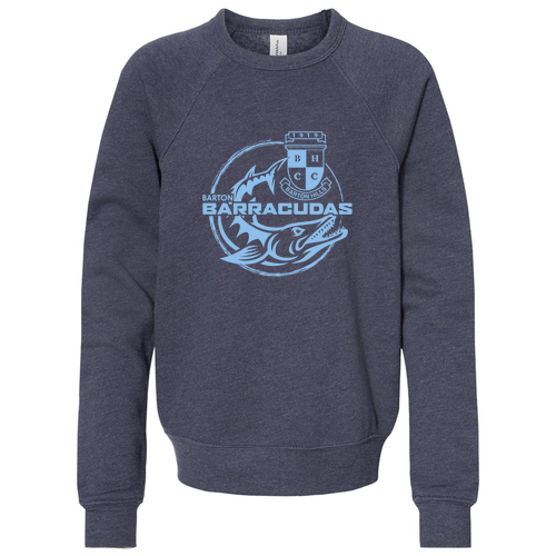 Youth Bella Canvas Soft Sponge Fleece Raglan Sweatshirt -- Heather Navy