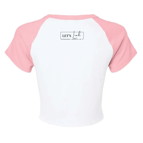 Bella+Canvas Women's Micro Rib Raglan Baby Tee -- White / Pink