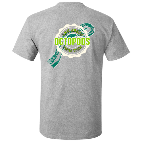 Hanes Authentic Short Sleeve T-Shirt -- Light Steel, Tentacle Back