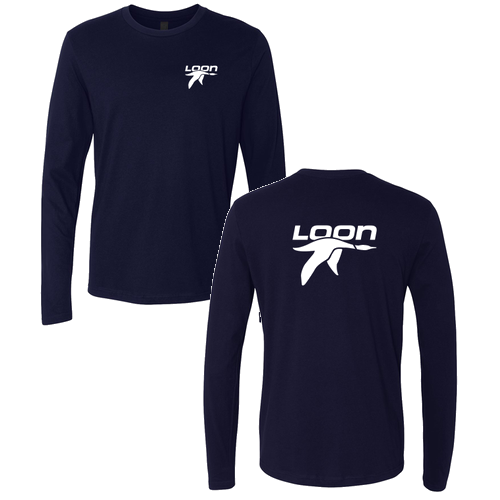 Loon Logo 2 White Ink -- Long Sleeve Midnight Navy