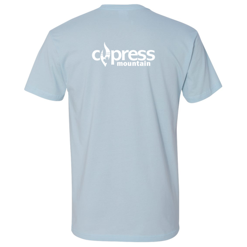 Cypress Mountain Logo 2 White Ink -- Short Sleeve Light Blue