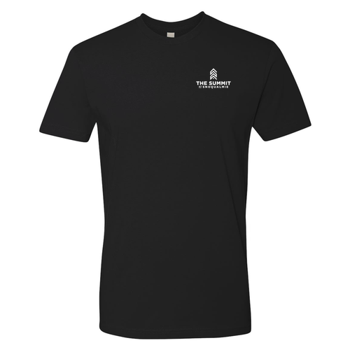 The Summit at Snoqualmie Logo 2 White Ink -- Short Sleeve Black