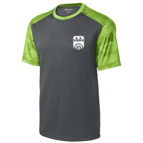 Sport-Tek Camohex Colorblock Tee -- Iron Grey / Lime Shock