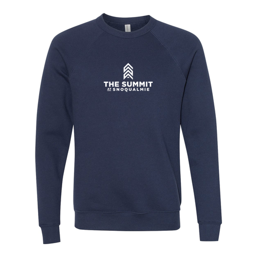 The Summit at Snoqualmie Logo 1 White Ink -- Crewneck Sweatshirt Navy