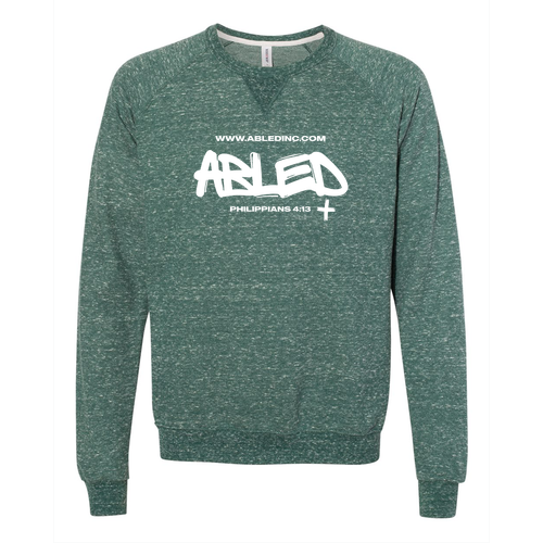 Jerzees Snow Heather French Terry Crewneck Sweatshirt -- Forest Green
