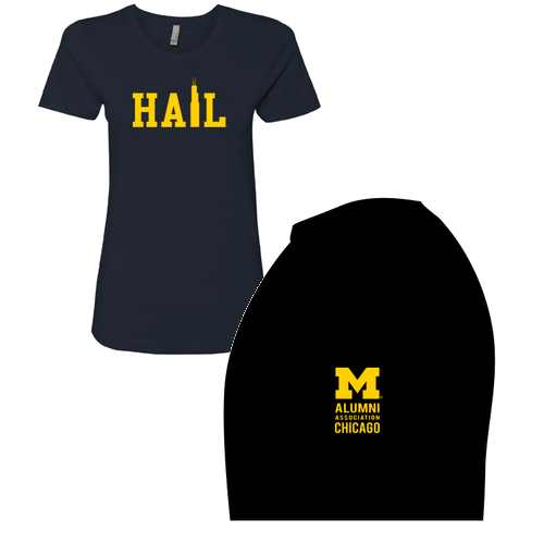 Ladies Next Level Soft Fitted Boyfriend Tee -- Midnight Navy, Willis Tower