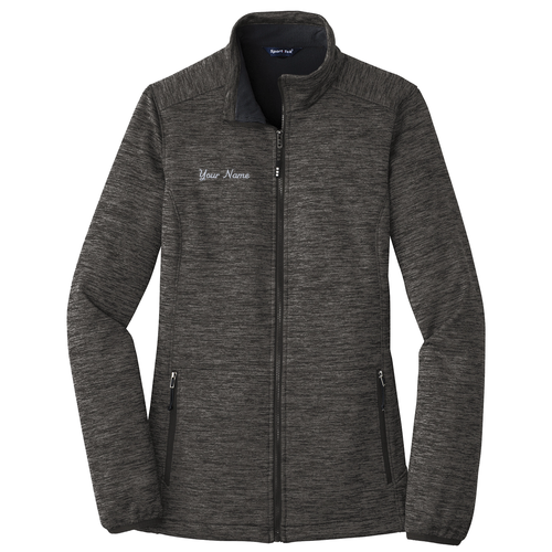 Ladies Sport-Tek PosiCharge Electric Heather Soft Shell Jacket -- Grey Black Electric