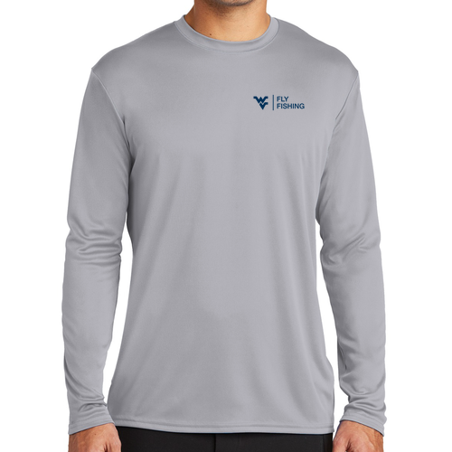 Port and Company Long Sleeve Performance Tee -- Silver