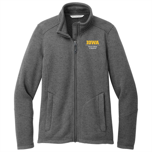 Embroidered Port Authority Ladies Arc Sweater Fleece Jacket -- Grey Smoke Heather