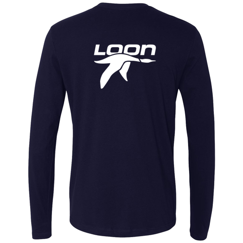 Loon Logo 2 White Ink -- Long Sleeve Midnight Navy