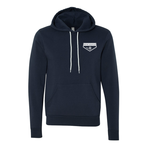 Boyne Mountain Logo 2 White Ink -- Pullover Hooded Sweatshirt Navy