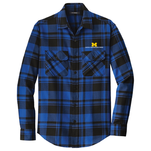 Port Authority Plaid Flannel Shirt -- Royal / Black. $48
