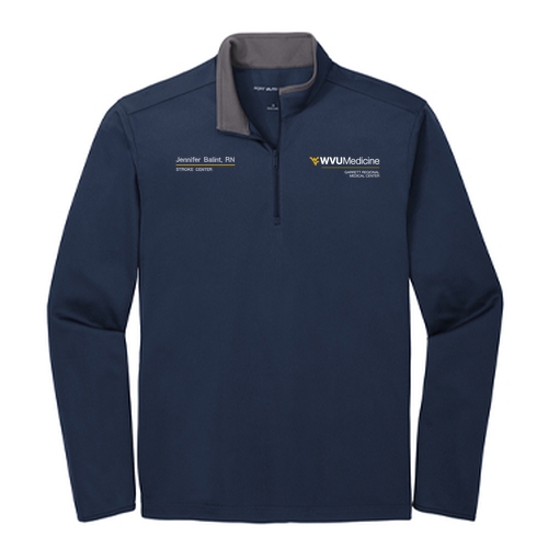 Port Authority Silk Touch Performance 1 / 4-Zip -- Navy / Steel Grey