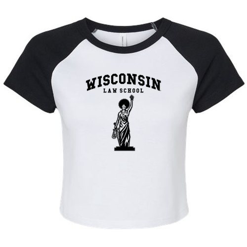 Black Lady Justice Baby Tee — White / Black