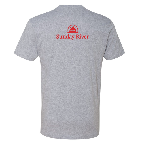 Sunday River Logo 2 Red Ink -- Short Sleeve Heather Grey
