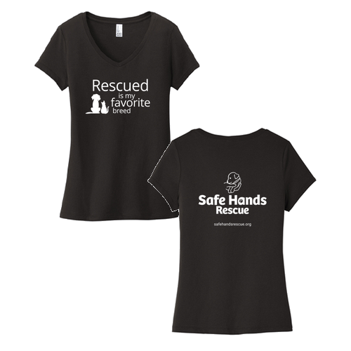 District Women's Very Important Tee  V-Neck -- Black (Rescued Logo)