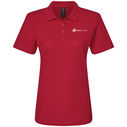 Embroidered Gildan Women's Softstyle Pique Polo -- Cherry Red