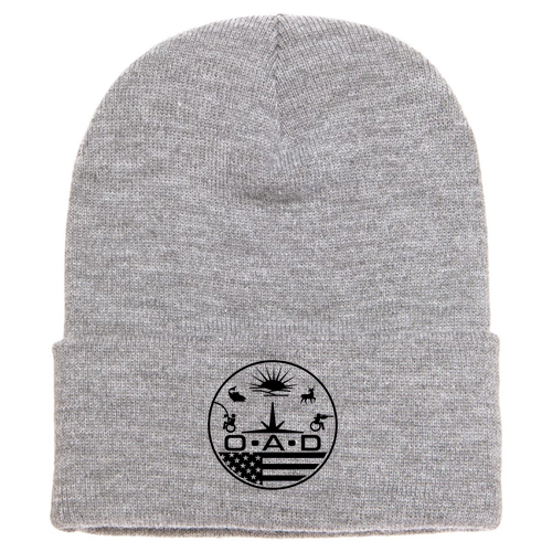 Embroidered Knit Hat with Cuff -- Heather