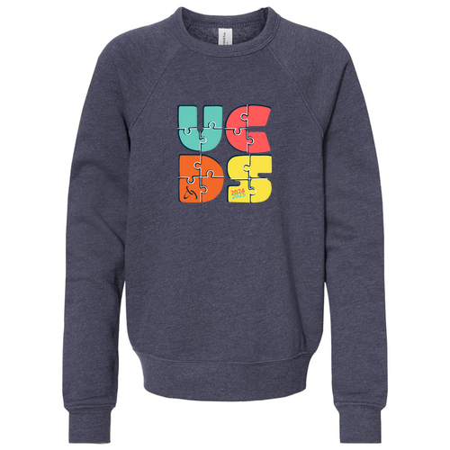 Bella Canvas Youth Sponge Fleece Raglan Sweatshirt Puzzle -- Heather Navy