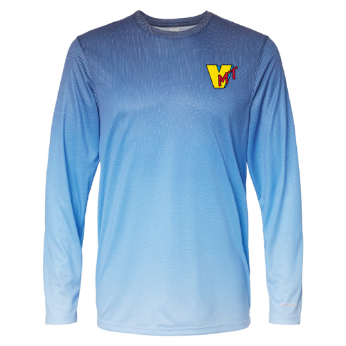 Paragon Barbados Performance Pin Dot Long Sleeve T-Shirt -- Navy / Blue Mist