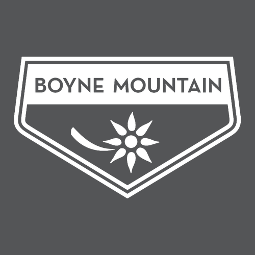 Boyne Mountain Logo 2 White Ink -- Pullover Hooded Sweatshirt Asphalt