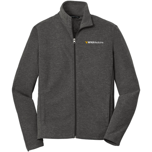 Port Authority Heather Microfleece Full Zip Jacket -- Black Charcoal Heather