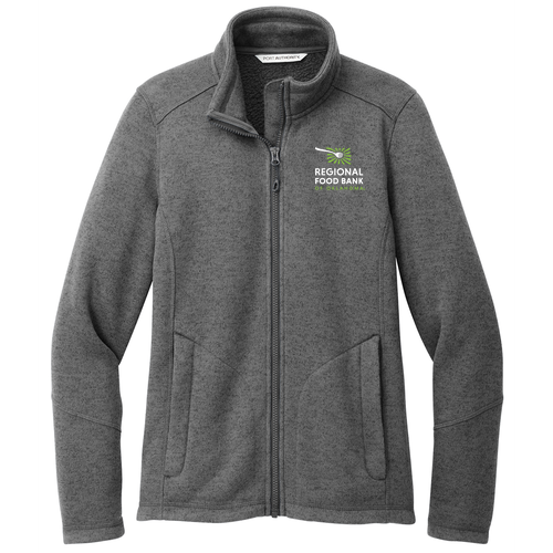 Port Authority Ladies Arc Sweater Fleece Jacket Embroidered-- Grey Smoke Heather