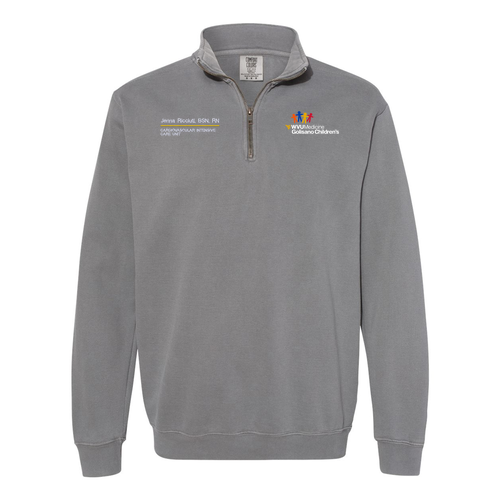 Embroidered Comfort Colors Unisex Garment-Dyed Quarter-Zip Sweatshirt -- Grey
