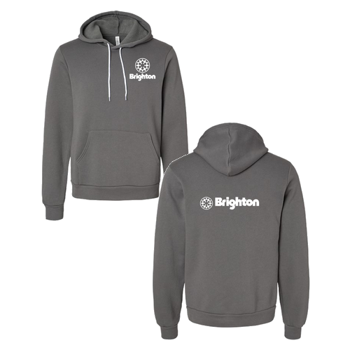 Brighton Logo 2 White Ink -- Pullover Hooded Sweatshirt Asphalt