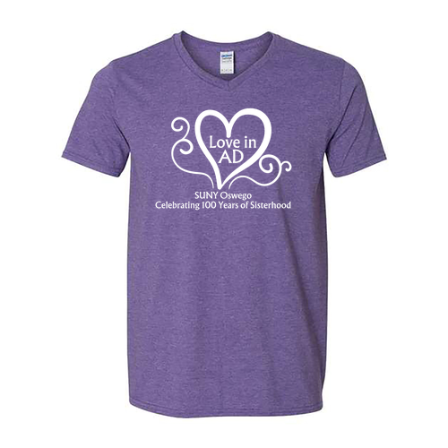 Love in AD Gildan Adult V-Neck T-Shirt -- Heather Purple