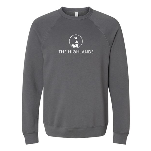 The Highlands Logo 1 White Ink -- Raglan Sweatshirt Asphalt