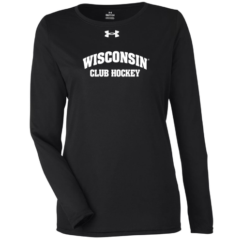 UW Club Hockey Under Armour Women's Tech Long Sleeve T-Shirt -- Black