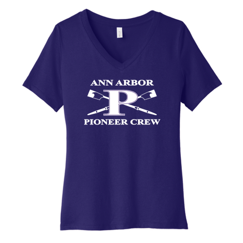 Womens Relaxed Short Sleeve V-Neck Tee -- Team Purple