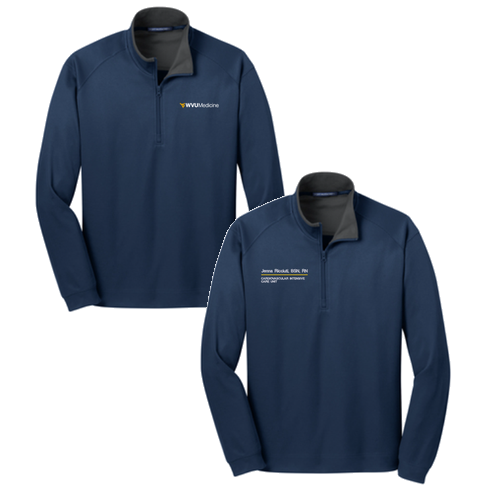 Port Authority Vertical Texture Quarter Zip Pullover -- Regatta Blue / Iron Grey